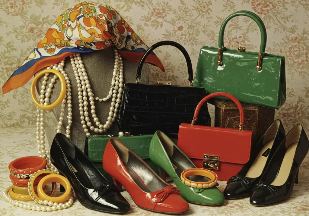 Embracing the Timeless Elegance: Exploring 60's Fashion Style for Women 17 a stylish arrangement of 1960s accessories