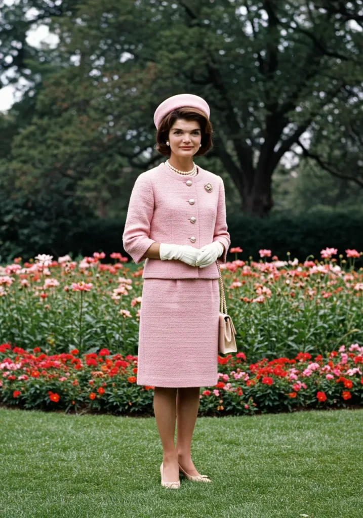 Embracing the Timeless Elegance: Exploring 60's Fashion Style for Women 11 jacqueline kennedy in her iconic pink chanel suit and pillbox hat