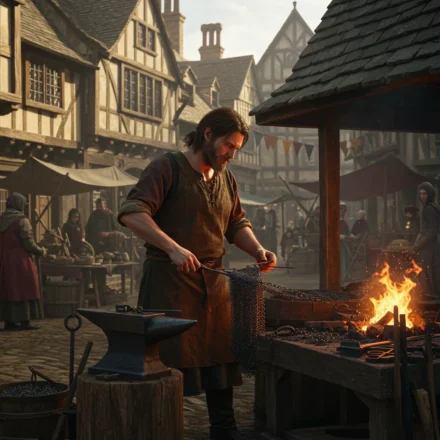 weaving chainmail in medieval times