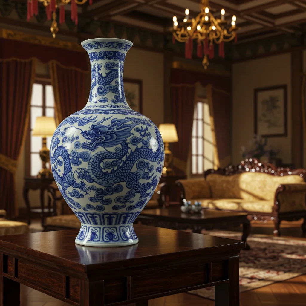 The Timeless Elegance of Chinese Porcelain: From Ancient Origins to Modern Masterpieces 8 a ming vase with intricate cobalt blue dragons