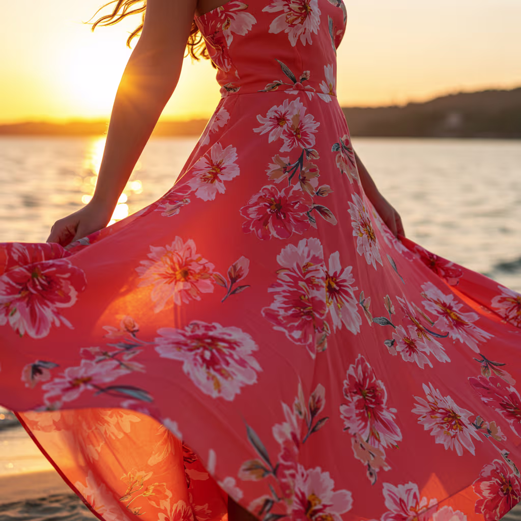 2025 Summer Dress Trends: Your Ultimate Guide to Chic Styles 7 a close up of a woman twirling in a coral pink maxi dress